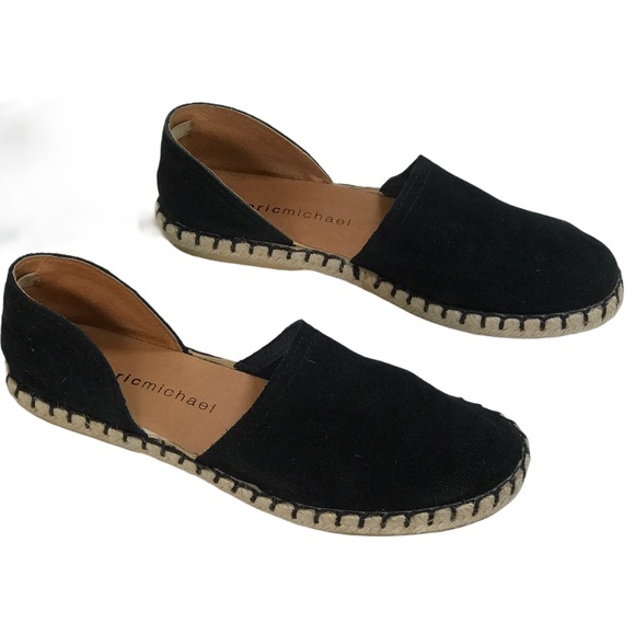Eric Michael Shoes - Eric Michael Black Suede Flat Espadrilles Sz 9.5